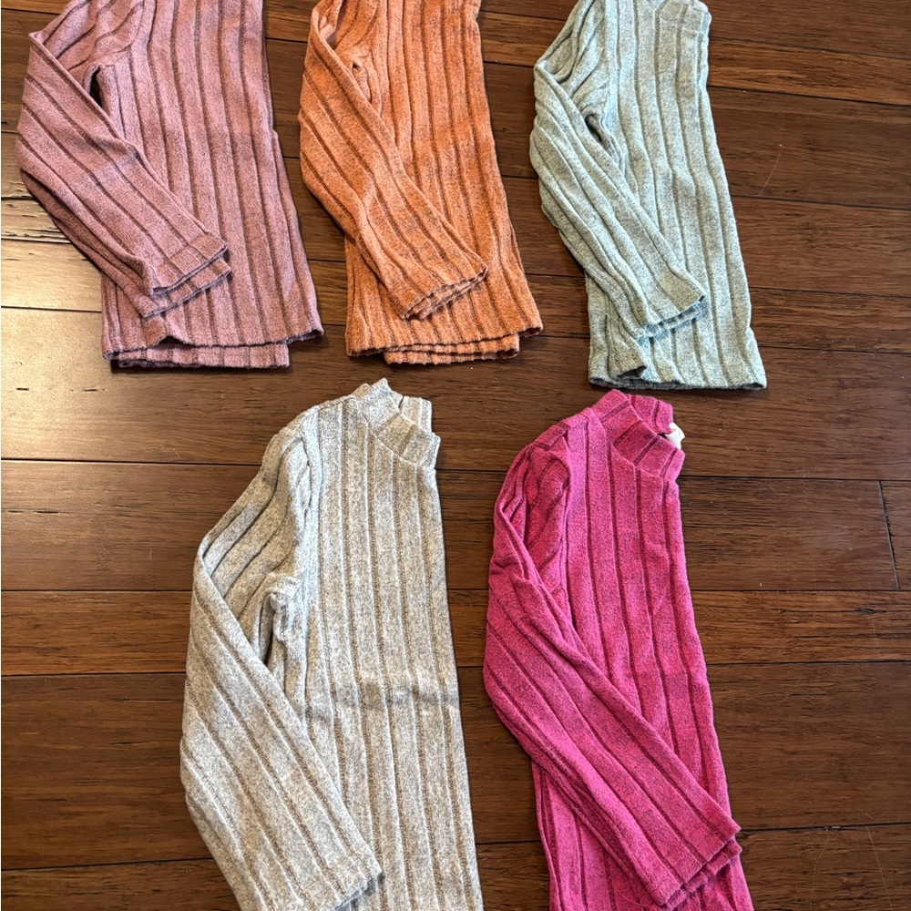 Toddler Girls Ribbed Knit Sweater Shirts in Assorted Colors 5Y